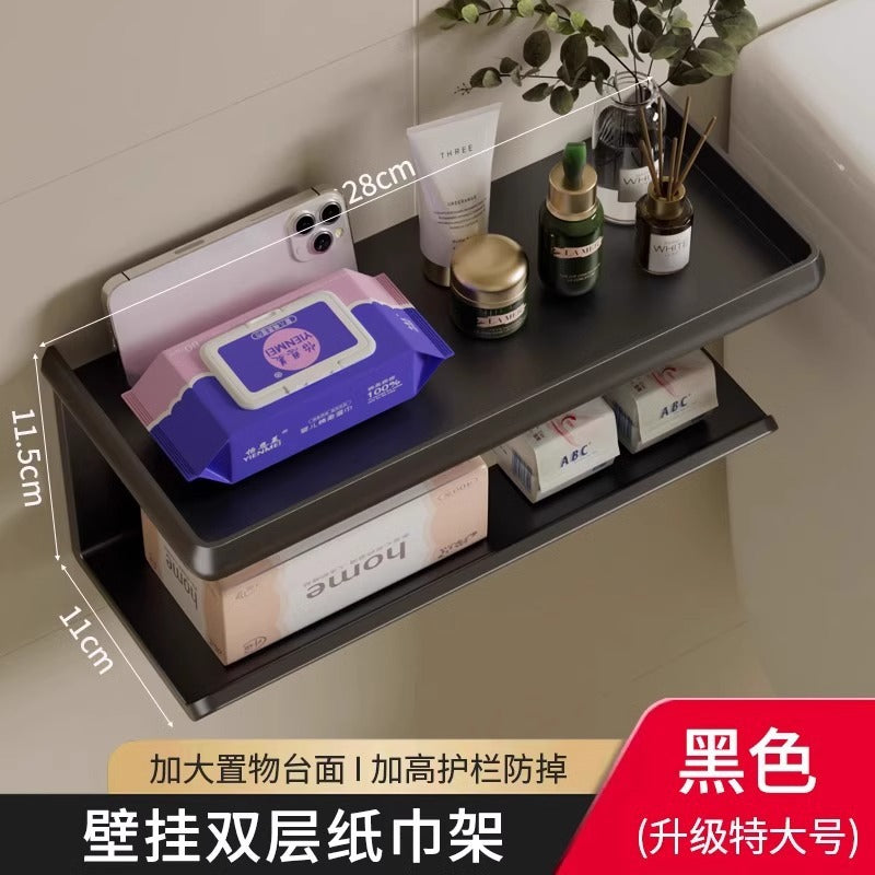 No punching black tissue holder Roll paper holder Shelf Toilet Toilet tissue box Mobile phone toilet paper holder Roll paper