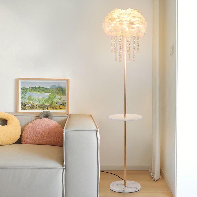 Coffee table 2 feather crystal lamp atmosphere decorative lamp popular xiaohongshu living room sofa bedroom bedside lamp romantic lamp