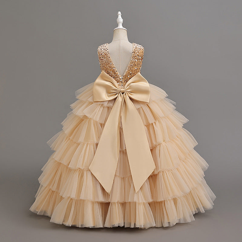 Ready-to-ship, hot-selling girls' dresses! new cross-border styles, european and american chic, tiered cake dresses for kids. high-end, european and american inspired