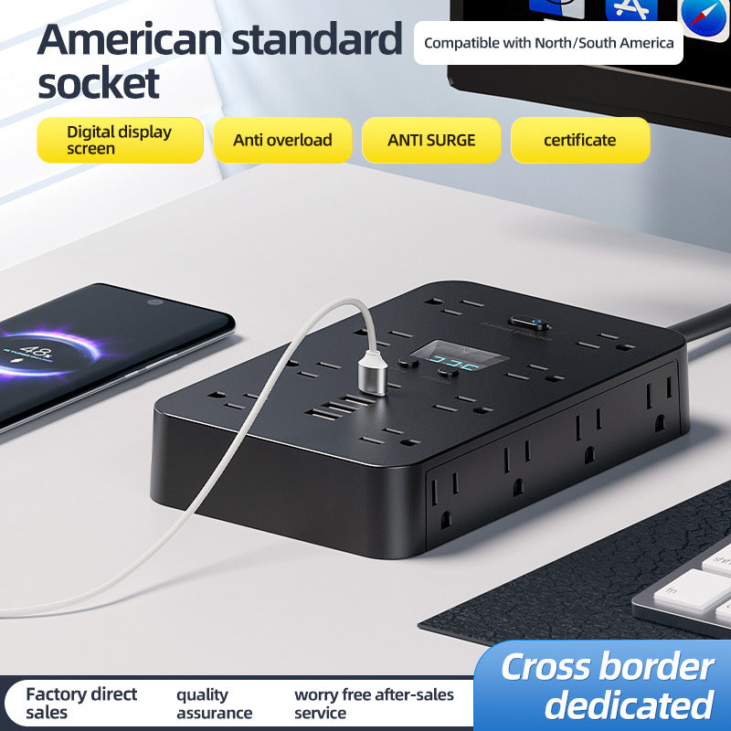 Us standard travel adapter power strip with 16 outlets, 5 usb ports - ideal for traveling to the us, canada, and mexico - home use