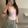 European and american style women's summer  new slim-fit lace patchwork backless asymmetrical halter neck inner layer vest top