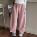 Girls' active pants - new autumn/winter  collection - stylish korean-inspired casual pants for mid-to-large children - kids' curved hem fleece-lined sweatpants