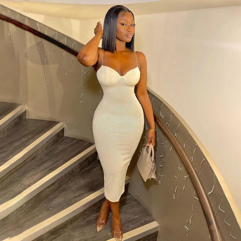 Export fashion women's clothing  summer new style bandeau camisole maxi dress, stylish solid color slim-fit bodycon dress for women