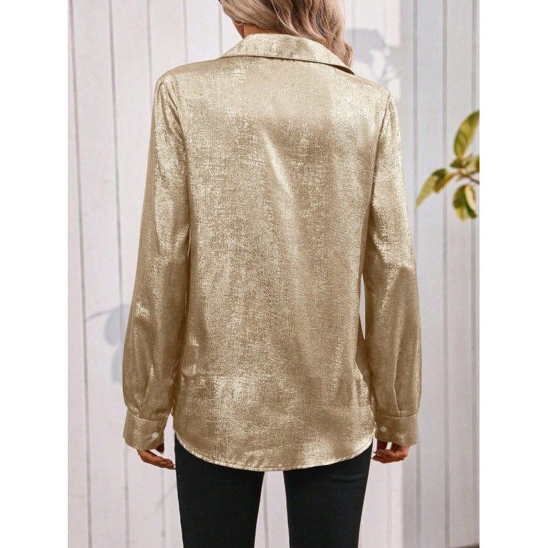 Real shot of export cross-border independent station 1688 foreign order  hot selling fashion bronzing shirt