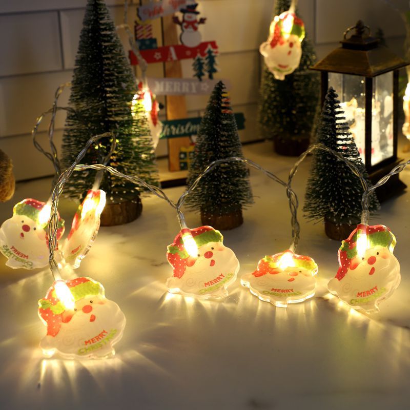 LED Santa Claus Head Light String Outdoor Waterproof Creative Snowman Light String LED Christmas Decoration Flash Light String