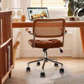 Vintage-style computer chair, home rattan woven retro swivel office chair, study bedroom learning backrest desk chair