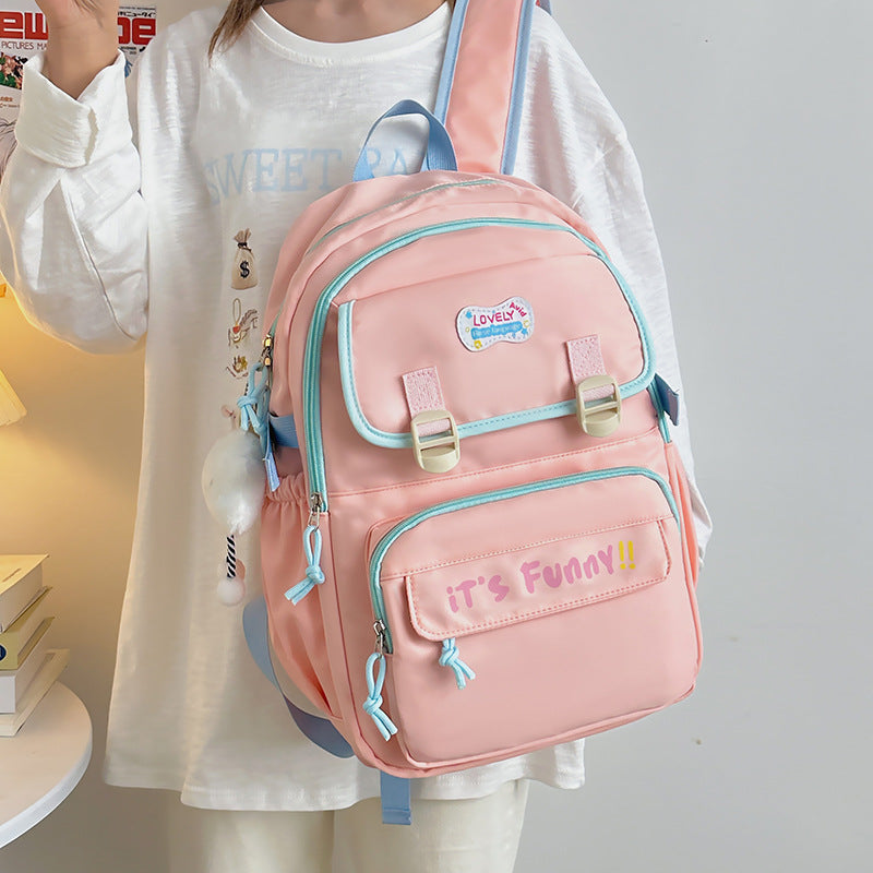 New college style backpack casual simple large capacity schoolbag fashion trend backpack cute junior high school schoolbag