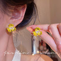S925 silver needle stylish iris earrings three petals zircon flower fashion earrings classyfashion earrings wholesale