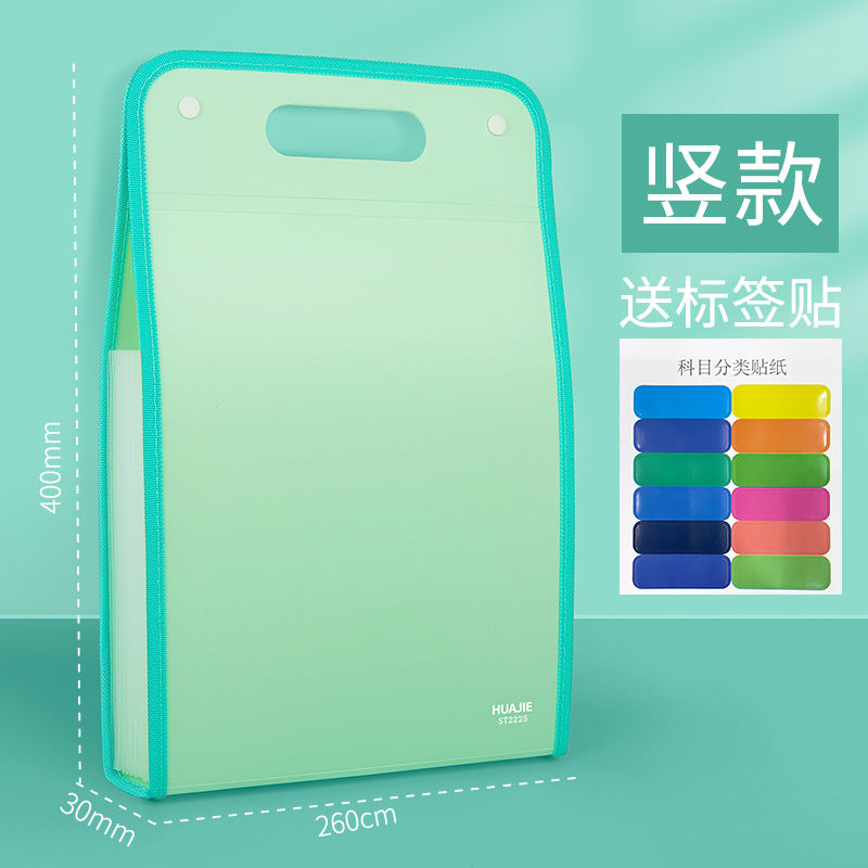 Portable organ bag, folder, vertical, multi-layer test paper holder storage bag for students, 13-grid paper storage and organization bag.