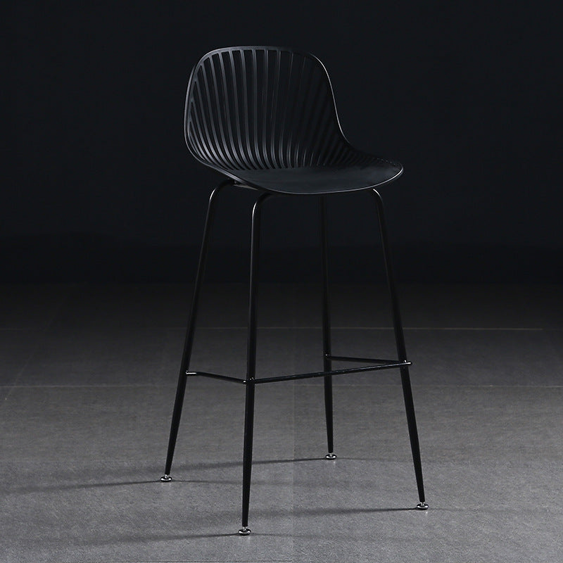 Scandinavian bar chair high stool modern casual plastic bar chair for homepopular back bar stool iron dining chair