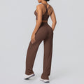 Fashion cross-border nude cross-back bra casual sports hip lifting loose pants fitness yoga wear two-piece set for women