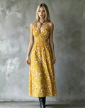 european and american halter floral dress -  bestseller, v-neck, slim fit, vacation style midi dress - cross-border e-commerce