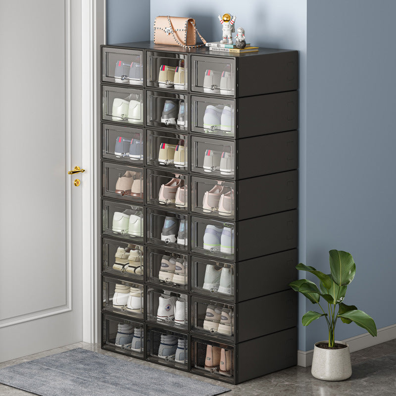 Folding shoe box household door shoe rack shoe storage box drawer type transparent shoe cabinet storage box saves space