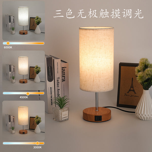 Cross-border touch desk lamp USB charging desk lamp LED third-speed dimming bedroom bedside lamp fabric decorative lamp stepless adjustment