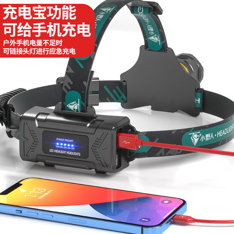 LED strong light headlight P50 retractable zoom USB charging, outdoor waterproof fishing camping household head-mounted flashlight