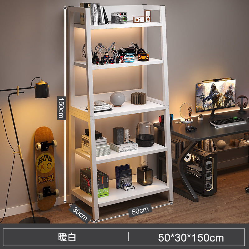Shelf Floor-to-ceiling storage shelf Multi-layer bookshelf E-sports room Computer table Locker Wrought iron trapezoidal display shelf