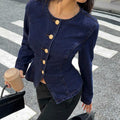 Amazon tiktok pinduoduo foreign trade cross-border fashion round neck waist fishtail denim short jacket