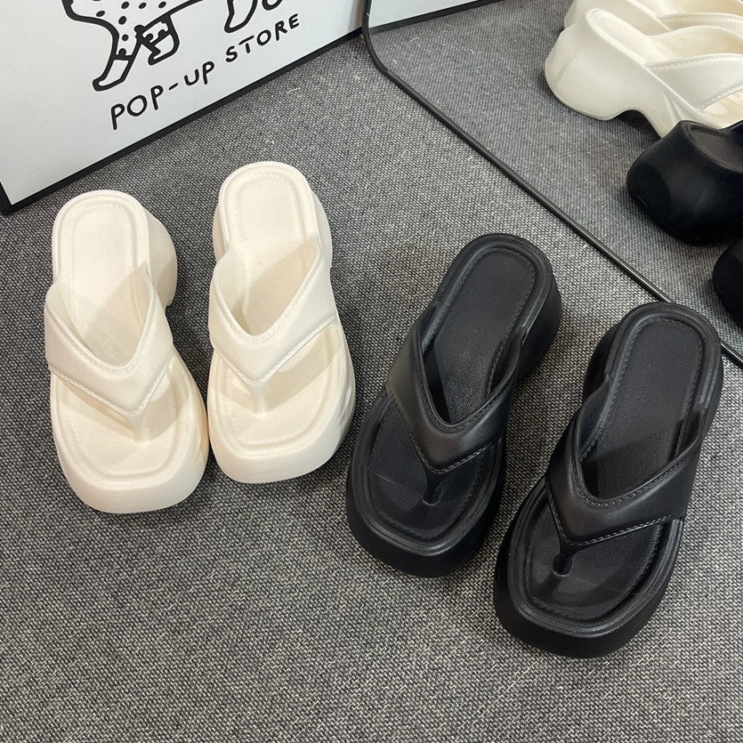 Thick sole thick heel slippers for women summer outwearthick sole shit feeling 2025new arrivalsummer popular beach sandals