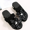 Plus size drag female students spring and summer outweark-style flip-flop sandals flower rhinestone drag ins pearl eva beach shoes
