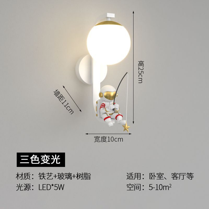 Wall lamp bedroom bedside wall lamp creative casual modern kids room moon astronaut living room popular wall lamp