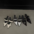 2025 summer pointed-toe stiletto heel fashion silver outdoor wear new closed-toe high-end buckle strap sandals for women