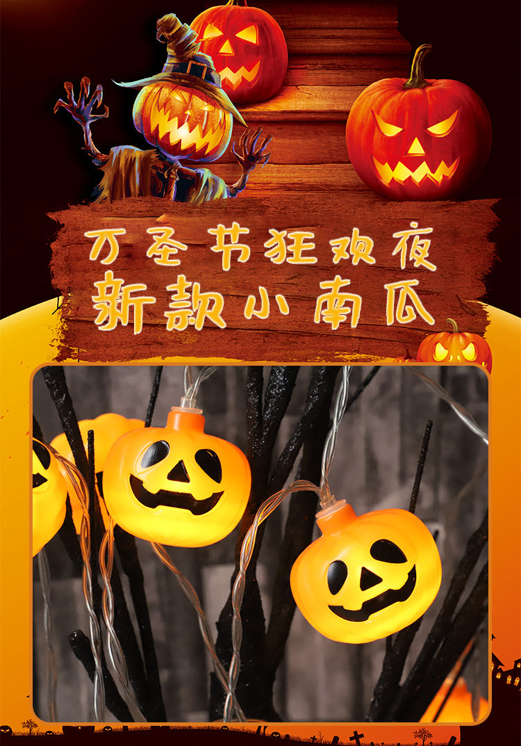 LED Halloween Pumpkin Decorative Light String Battery Box USB Remote Control Atmosphere Ghost Festival Party Skull Ghost Lantern