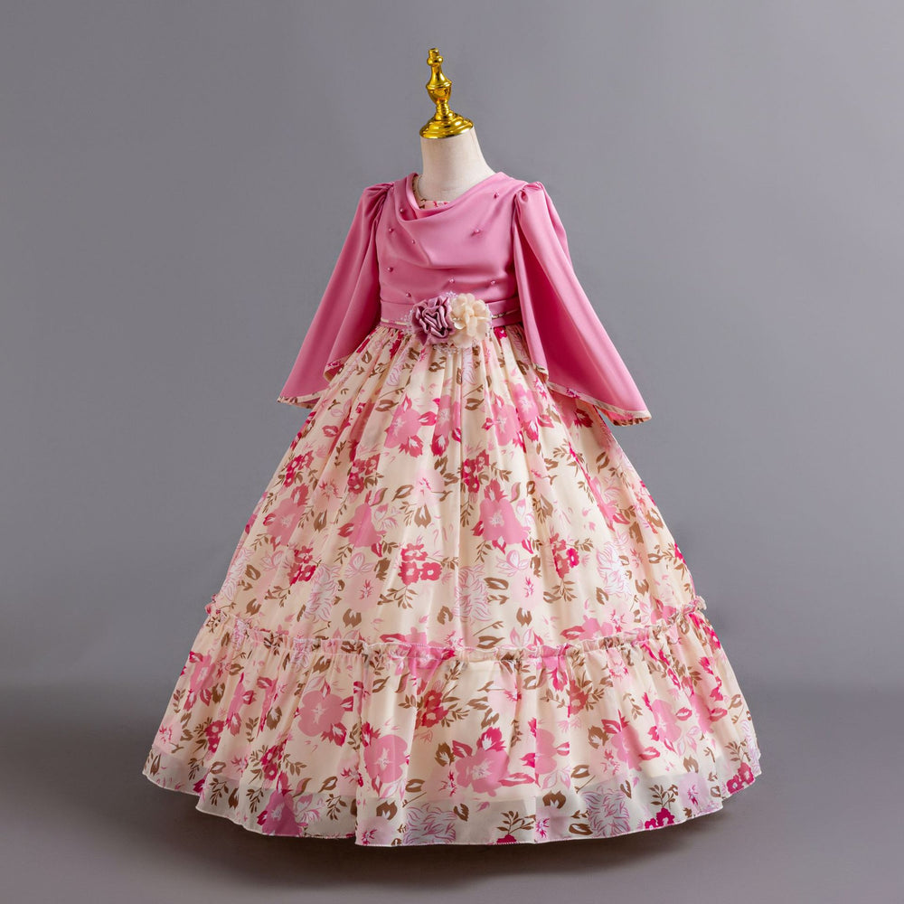 new girls' floral princess dress birthday party chiffon evening gown children's dress