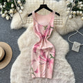 french riviera style printed knit bodycon dress - high-waisted, slim-fit, and figure-flattering for the modern woman
