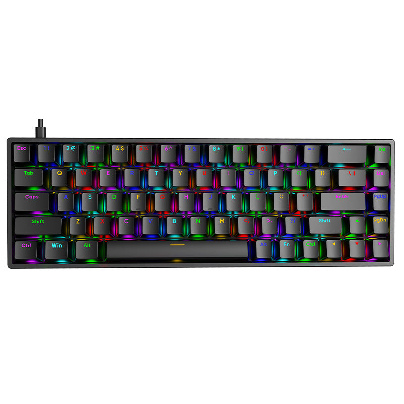 Ak68 mechanical keyboard - cherry mx red/blue switches, wired, mini portable rgb backlit keyboard for desktop