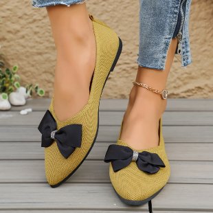 new arrivalplus size women's shoes fly woven slip-on bowscasual breathable knitting slimming look pointed toe flatsflats