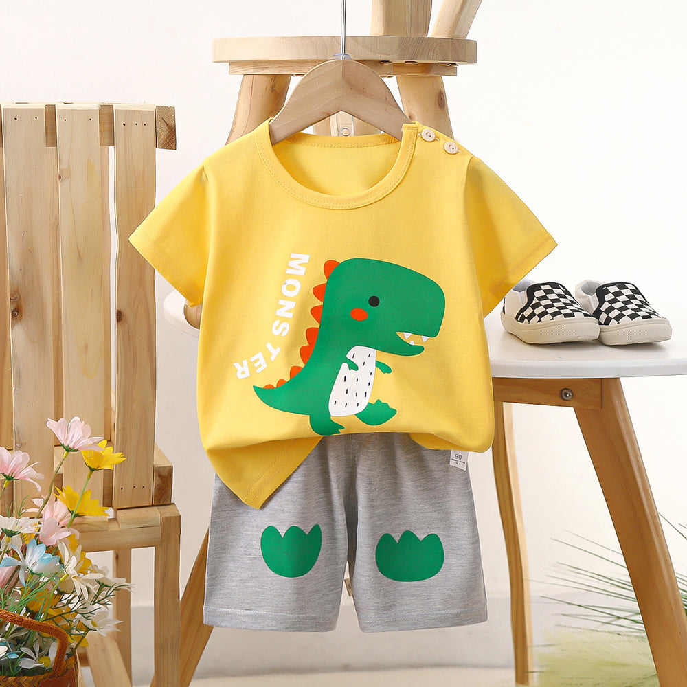 Kids' short-sleeve set: 100% cotton boys' t-shirt & baby summer outfit - girls' shorts, infant clothing, wholesale summer apparel