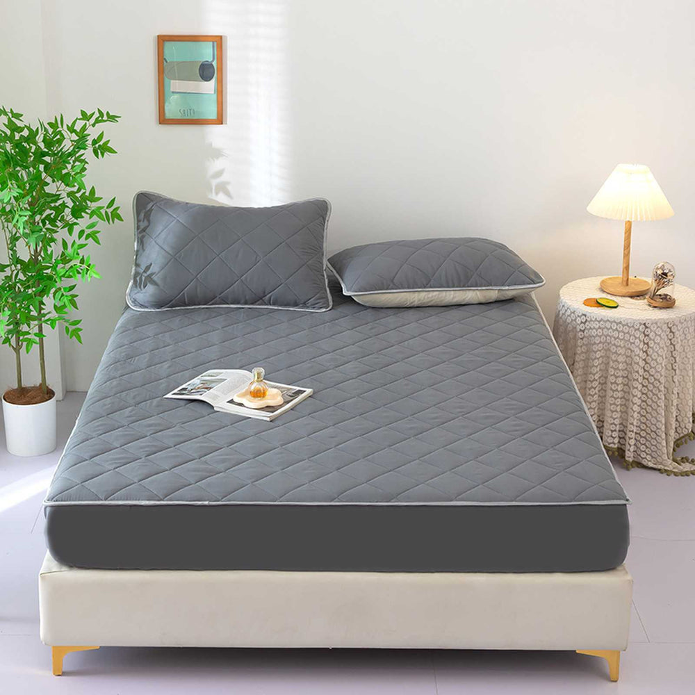 New arrival high weight brushed quilted bed sheet pure color washed cotton mattress protector cotton thickened bed cover bed cover
