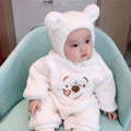 Newborn baby autumn/winter fleece-lined long-sleeve romper - cute cartoon design, super adorable winter outfit, outdoor bodysuit