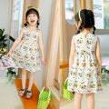 all-cotton a-line dress for girls, spring/summer sleeveless cartoon print princess dress for toddlers and young children