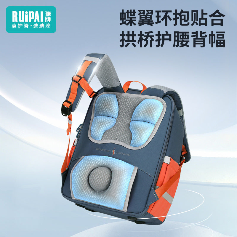 Rui brand schoolbag primary school first, second and third grades multi-compartment to reduce the burden and prevent falling children's schoolbag large-capacity backpack