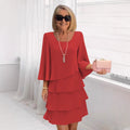 2025 new amazon foreign trade spring/summer fashion cake dress women's elegant loose slimming round neck dress
