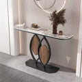 Italian slate creative entrance table, light luxury entrance table, normcore style grids entrance cabinet, wall-mounted semicircular end scene table