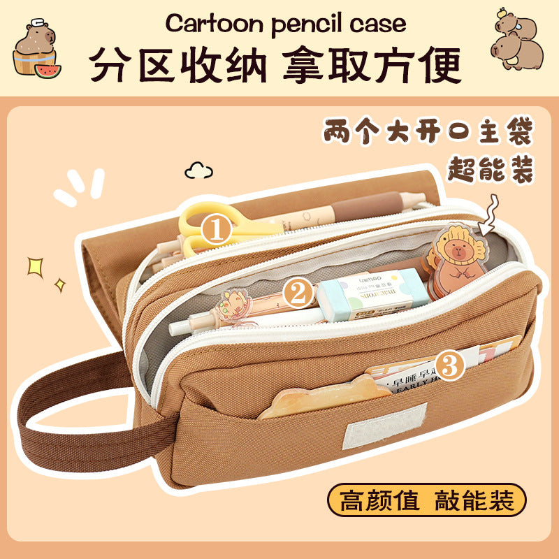 Girls heart pencil bag Girls primary school students stationery box High value multi-functional double-layer stationery bag 2025 new pencil bag