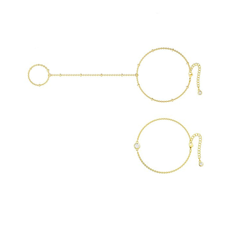 European and american new fashion minimalist bracelet finger bracelet 14k gold plated layered stackable women's jewelry bracelet