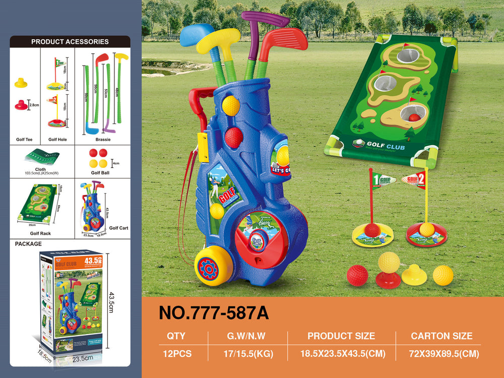 Kids' golf set - indoor/outdoor pull rod telescopic box - sports toy - parent-child interactive - realistic portable golf kit