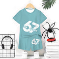 "stylish digital 67 print," perfect for summer wear, boys' outdoor sports t-shirt set