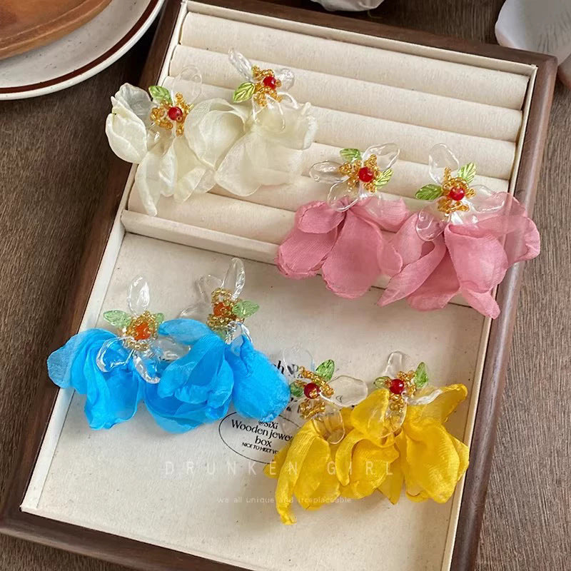 Vacation-ready, ethereal yellow floral earrings for women - new 2026 collection. perfect for beach getaways, these unique and bold statement earrings are sure to turn heads