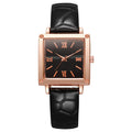 New fashion women's crocodile-embossed leather belt watch - square roman numeral quartz wristwatch for students (export model)
