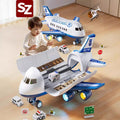 Kids' toy airplane with opening cabin, durable alloy cars, early education puzzle for 2-3 year olds, birthday gift for boys
