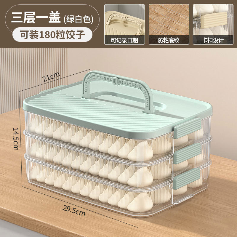 Dumpling box food grade frozen refrigerator storage box for home multi-layer crisper box kitchen wonton dumplings quick-frozen special