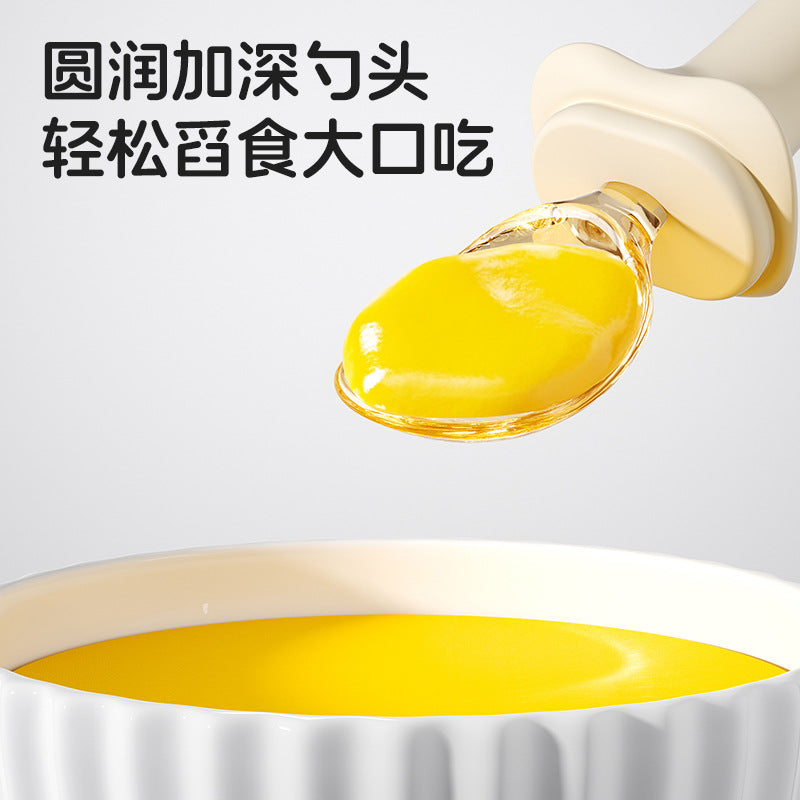 Kids food supplement spoon ppsu yuanbao spoon baby independent eating spoon baby for home silicone fork spoon food supplement tableware