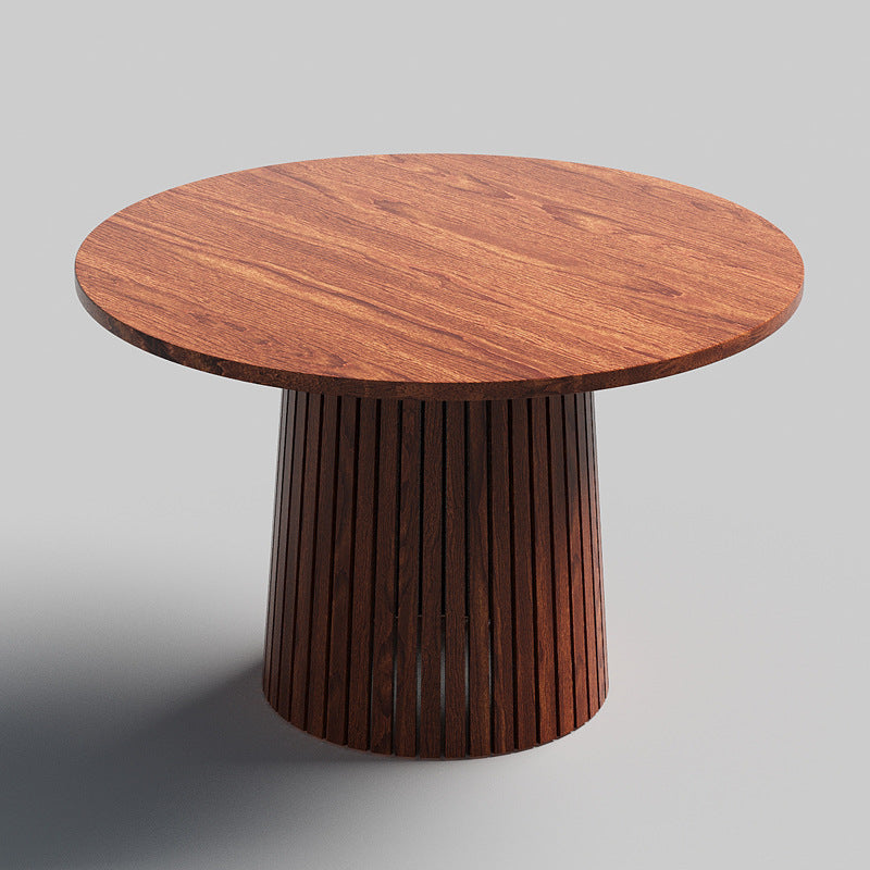 Minimalist modern black walnut small apartment round table nordic style manufacturer wholesale custom round natural wood color dining table