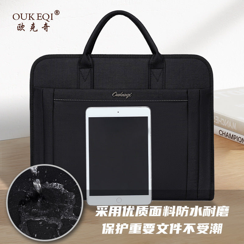 Waterproof large capacity briefcase oxford cloth handbag document storage bag printed office file organizer