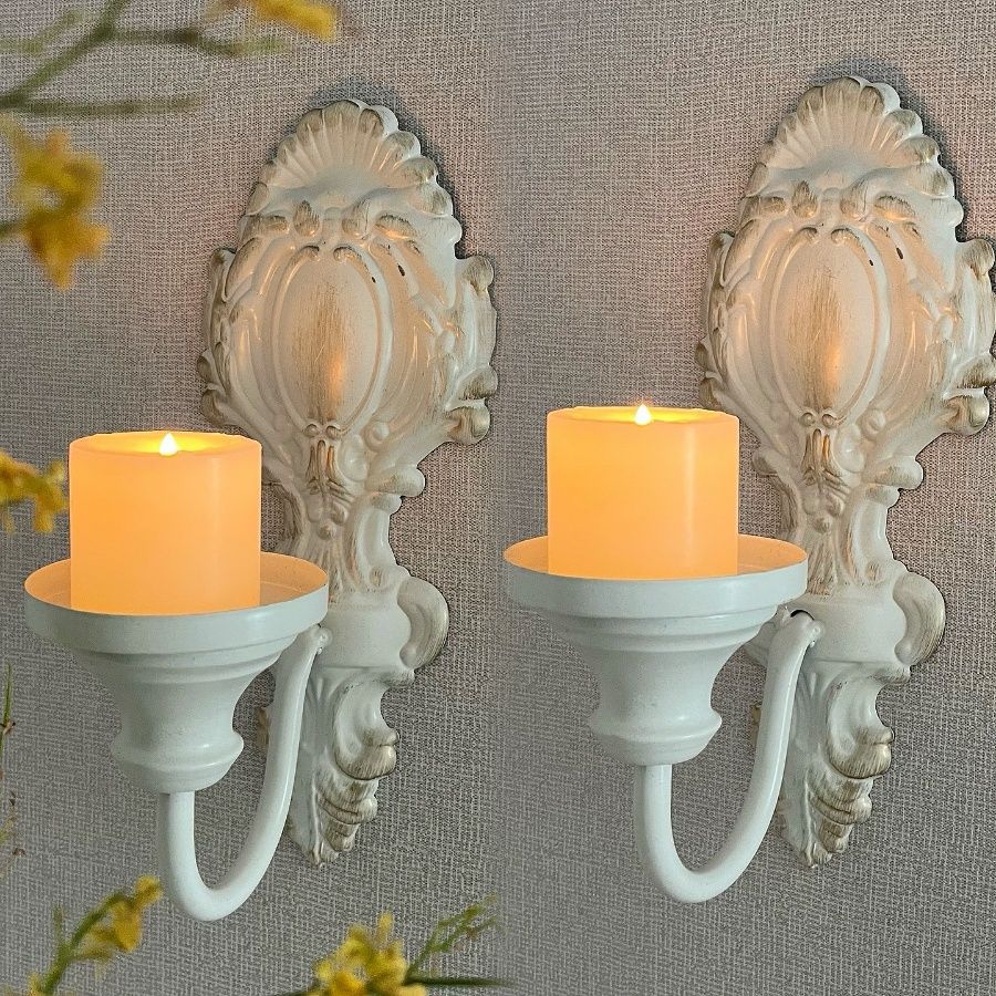 European style creative retro wall-mounted candle holder, nordic iron art candle cup, home hotel wall decoration candlestick, fashionable