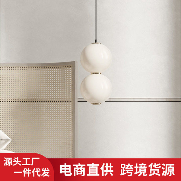 Light luxury Nordic style dining room bedroom bedside designer lamp modern living room milk white ball glass small chandelier